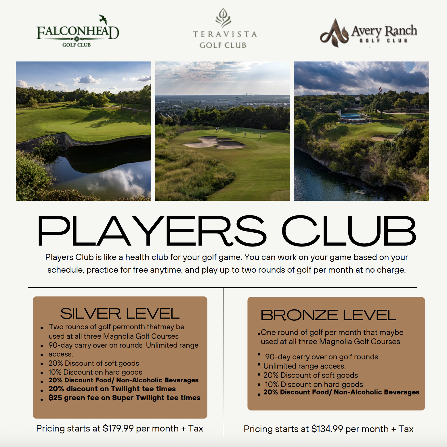 Avery Ranch Players' Club pricing